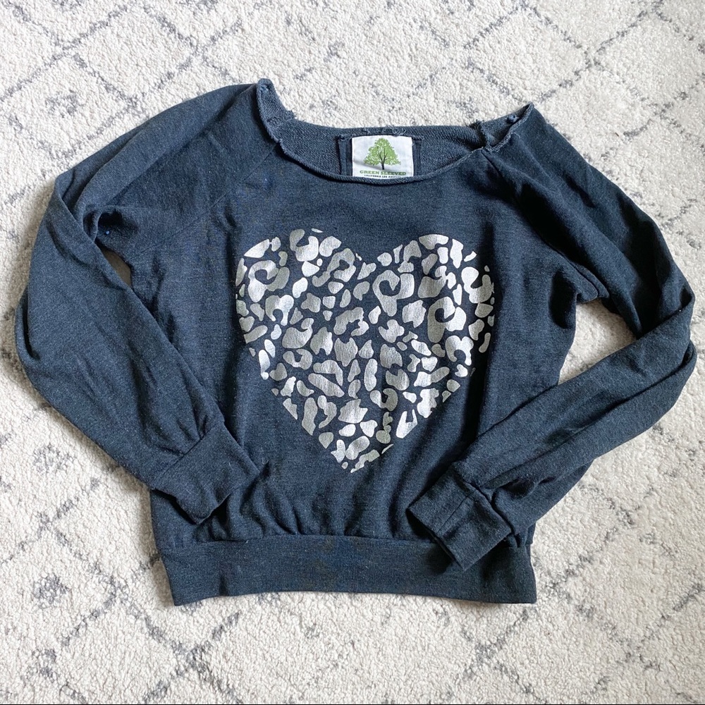 Heart leopard print sweatshirt